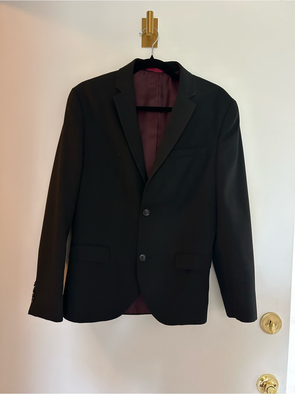 Topman Black Blazer with Burgundy Lining